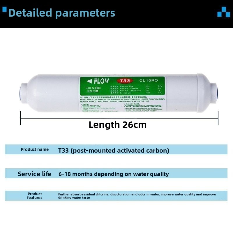 Carbon Filter Inline - فلتر كربون نشط T33 بقطر 1/4