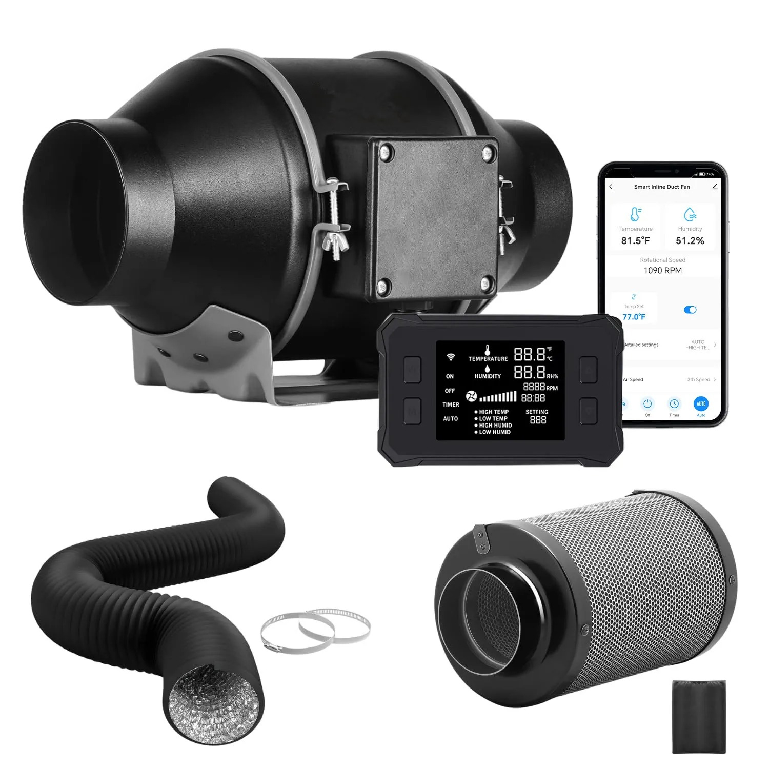 مروحة أنبوبية هادئة بمحرك EC م - مراجعة Carbon Filter Inline وسعره